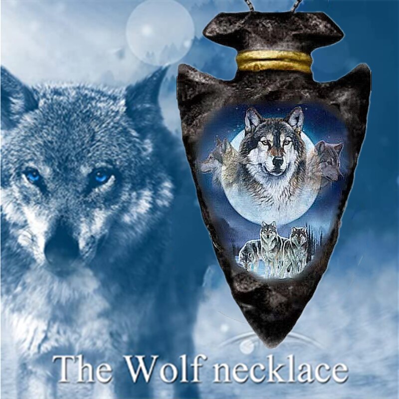 Fashion Men Creative Triangle Wolf Necklace Hip Hop Necklace for Men Stainless Steel Jewelry Halloween Party Anniversary Gift