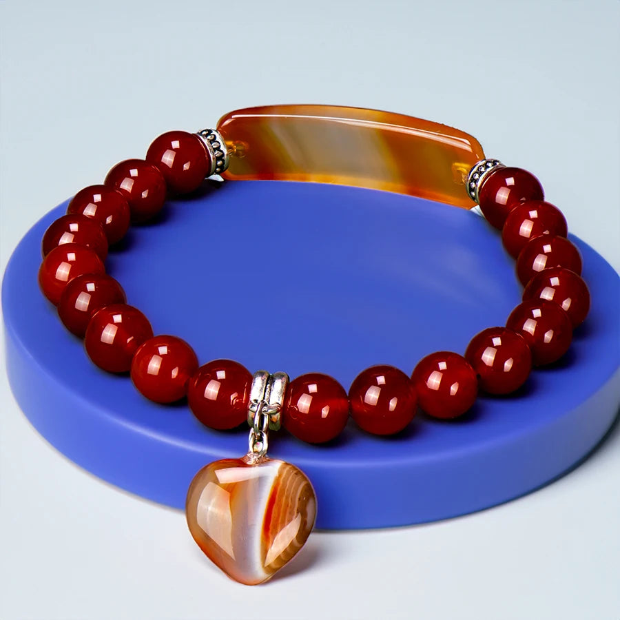 Natural Stone Crystal Bracelets Strand Heart Italian Charm Beaded Matching Love Moonstone Jade Summer For Women Jewelry Gift CYSL24B