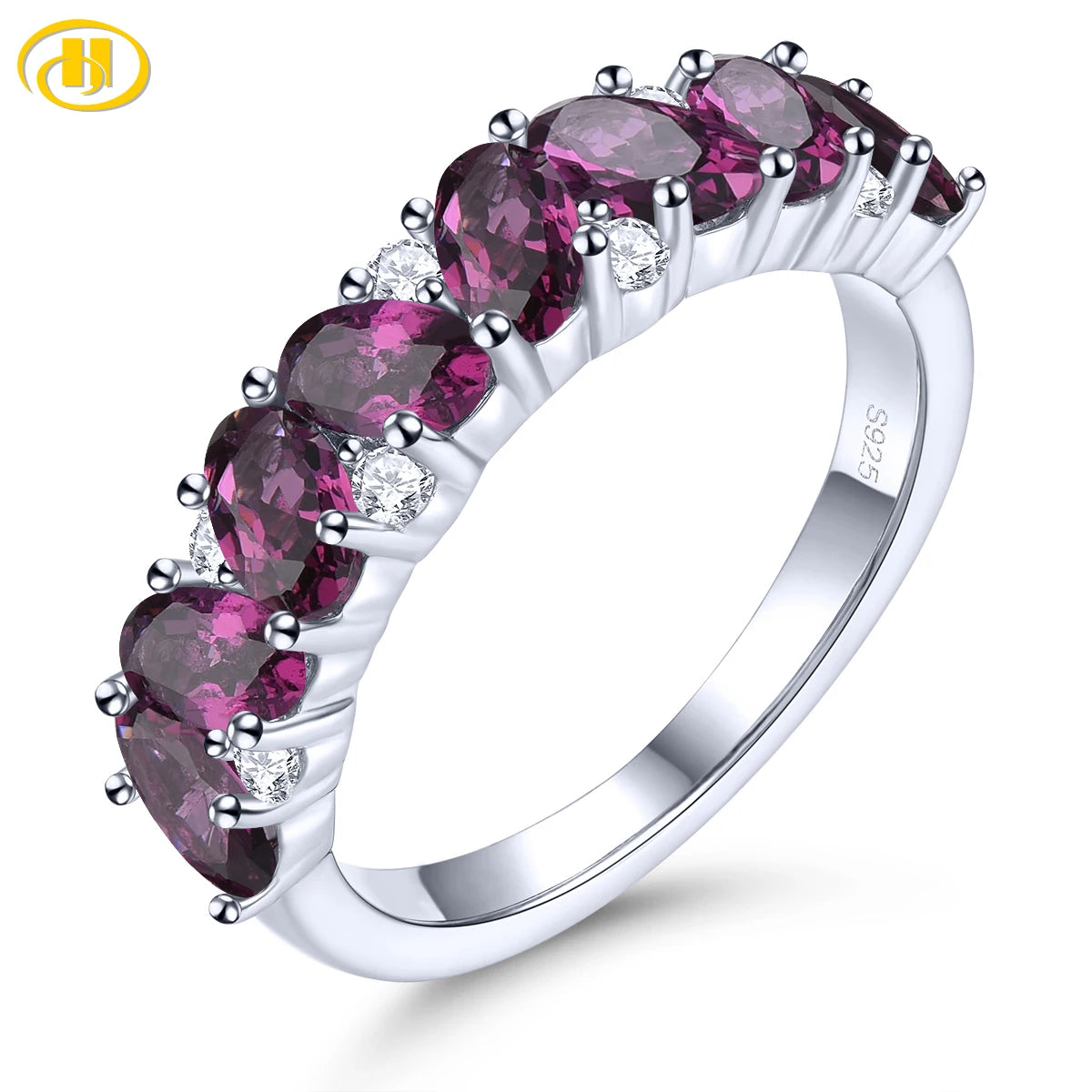 Natural Rhodolite Garnet Sterling Silver Rings 2.5 Carats Genuine Gemstone Rose Garnet S925 Romantic Style Anniversary Gifts