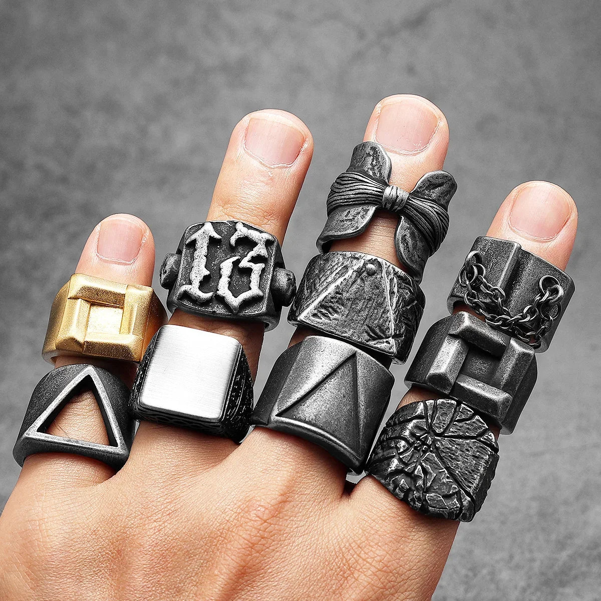 Retro Geometry Texture Men Rings Stainless Steel Women Fashion Jewelry Punk Trendy Luxury New In Accessories Gift Wholesale