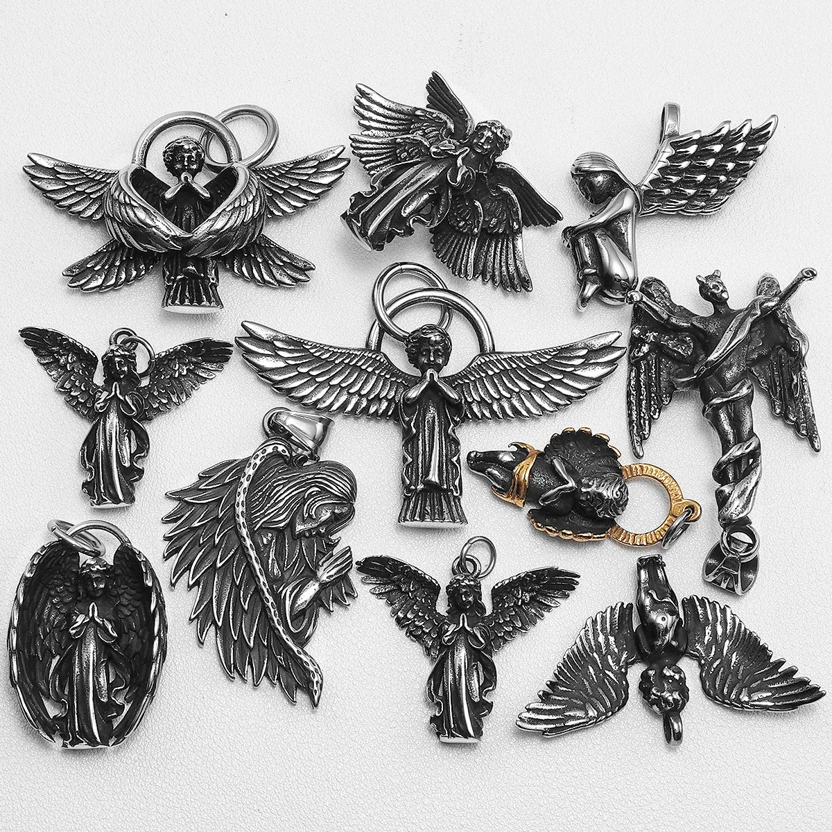 Angel Waing Amulet Stainless Steel Men Necklaces Pendant Chain Punk New In For Couple Women Fashion Jewelry Gifts Wholesale