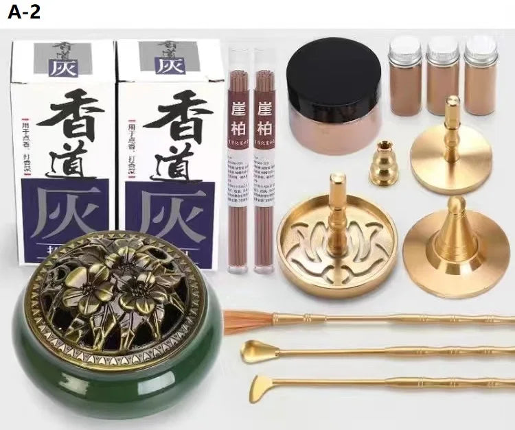 Incense Burner Set Brass Incense Fragrance Making Kit Incense Sealing Mold Incense Holder for Yoga Meditation Home Fragrance A-2