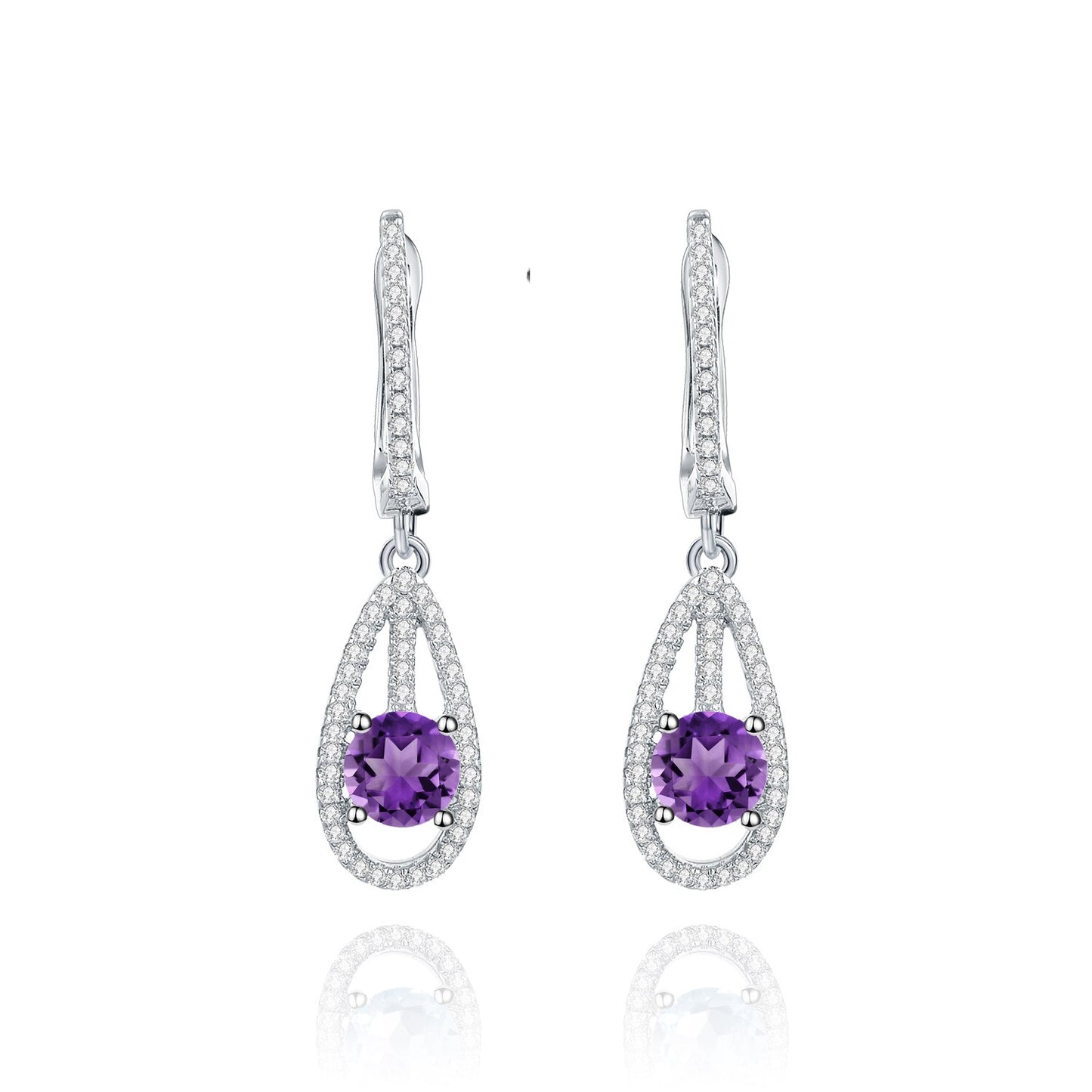 GEM'S BALLET Natural Sky Blue Topaz Elegant Dangle Earrings For Women Jewelry 925 Sterling Silver Gemstone Stud Earrings Amethyst 925 Sterling Silver