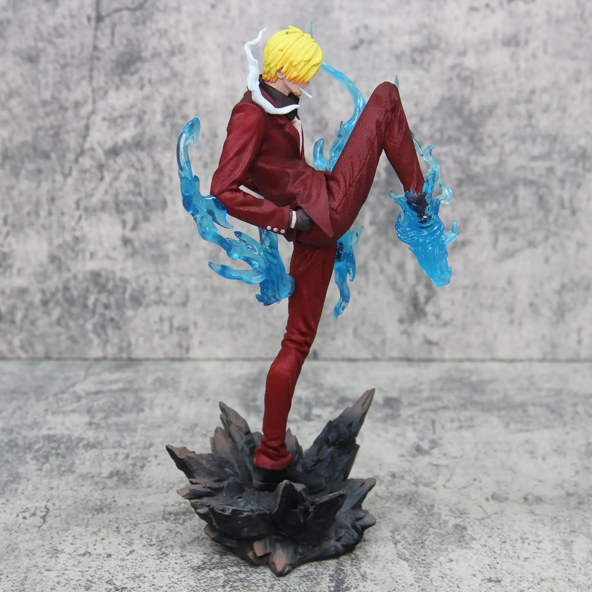 24cm One Piece Gk Sanji Standing Posture Demon Kick Red And Blue Special Effects Anime Figure Model Ornament Statue Toy Gifts