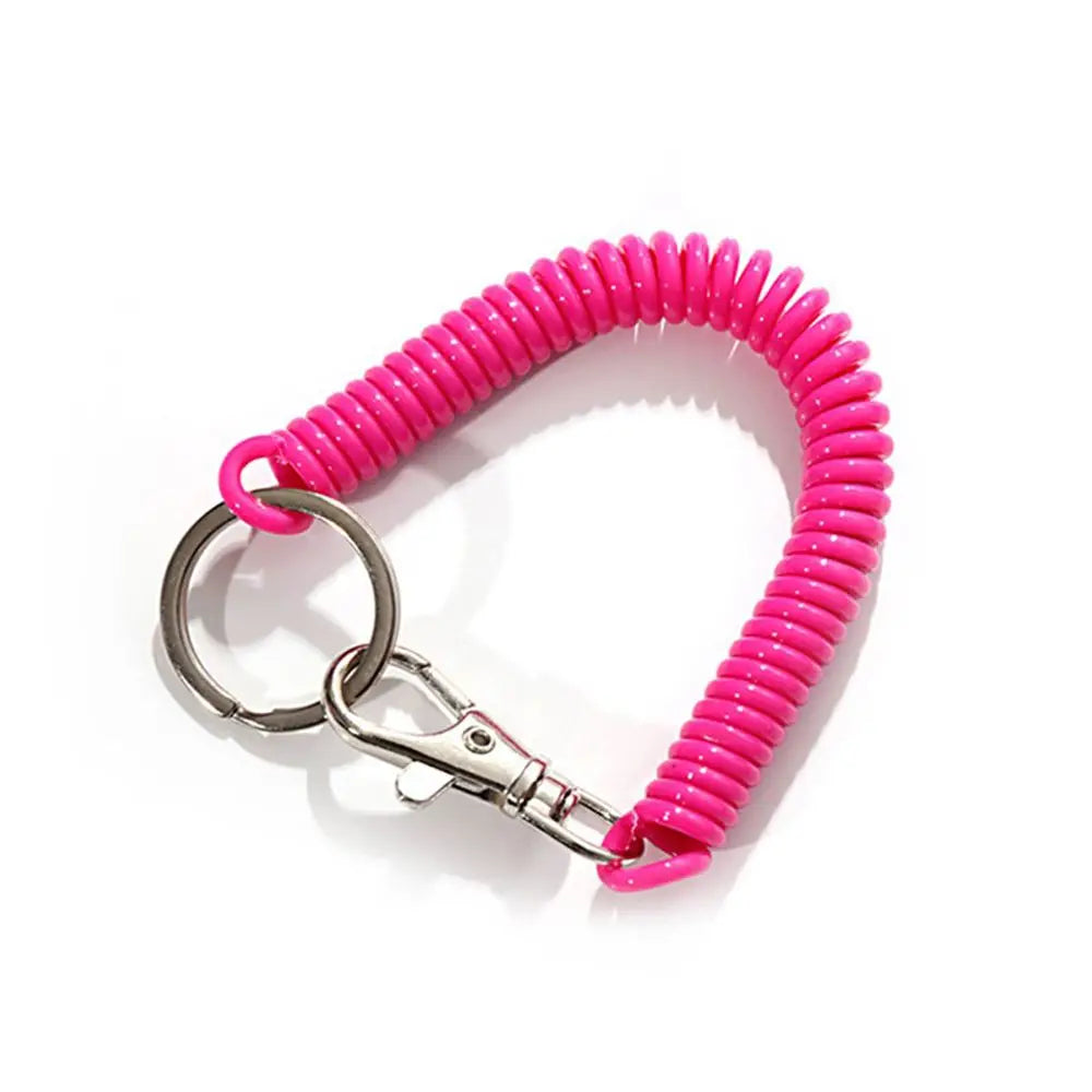 18cm Spiral Elastic Spring Rope Keychain Key Ring Metal Carabiner For Outdoor Anti-lost Phone Spring Key Cord Clasp Hook