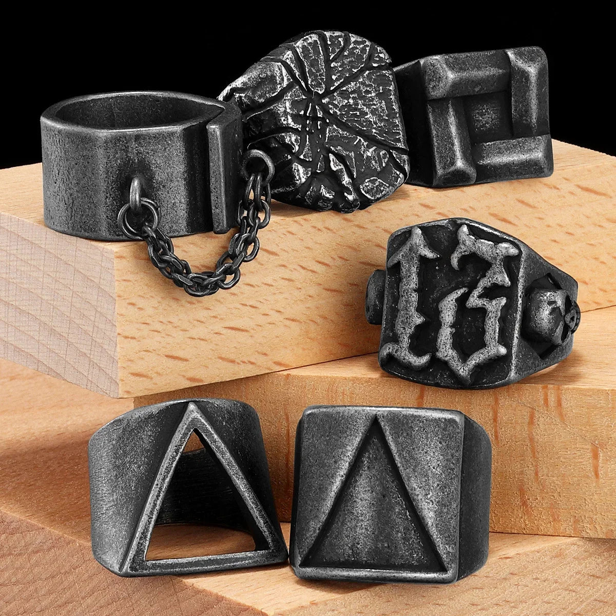 Retro Geometry Texture Men Rings Stainless Steel Women Fashion Jewelry Punk Trendy Luxury New In Accessories Gift Wholesale