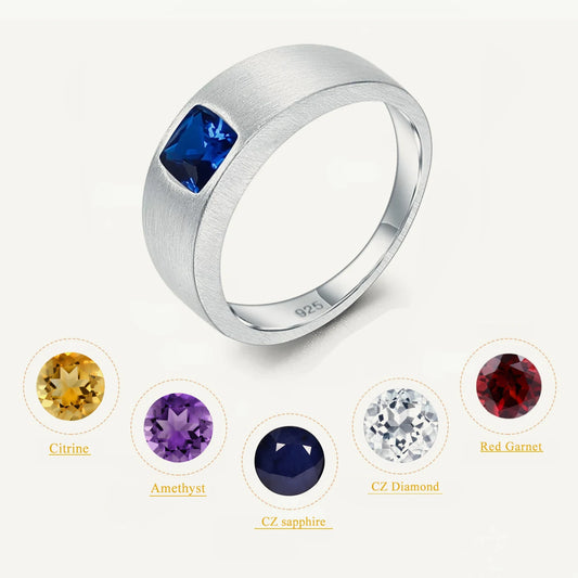 GEM'S BALLET 5*5mm Cushion Cut Gemstone Rings Men's Sold and Shipped from the U.S.