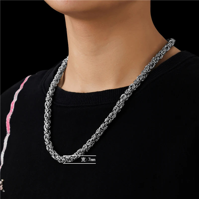 High-end 316L Titanium Steel Hand-assembled Ins Ladies Necklace Male Trendy Personality Hip-hop Sweater Chain Wholesale Blue Zinc