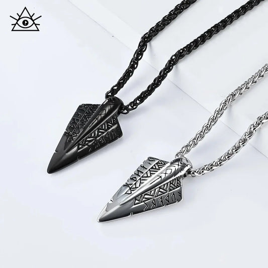 Nordic mythology Viking rune titanium steel necklace niche personality trendy men's cultural symbol pendant