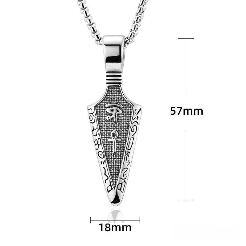 Horus Eye Anka Spearhead Titanium Steel Necklace Carbon Fiber Stainless Steel Men's Pendant Gift for Men Women