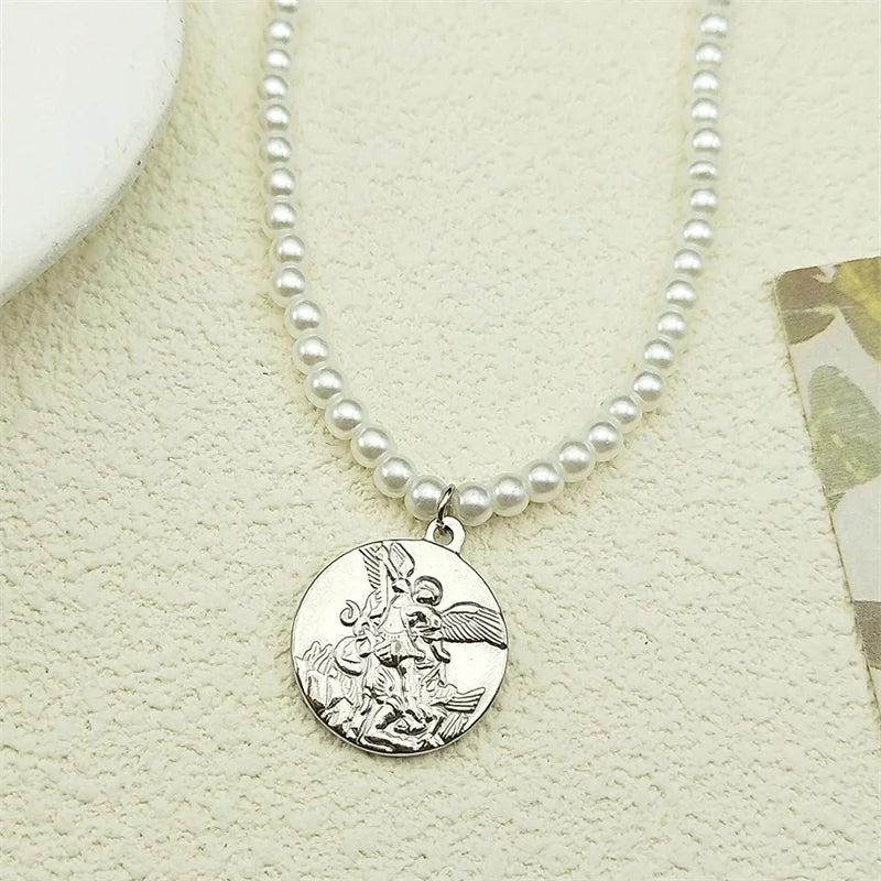 Hip Hop Saint Benedict Medallion Pendant Necklace Men Stainless Steel Snake Chain Choker Necklaces Jewelry San Benito Collares