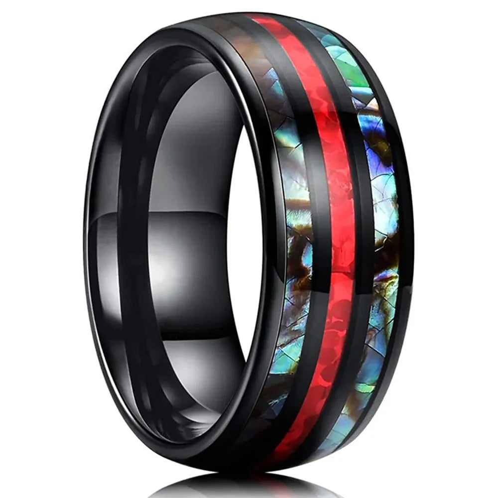 Fashion Viking Tree Of Life Stainless Steel Abalone Shell Rings For Men Odin Norse Viking Rune Rings Retro Amulet Jewelry Gift