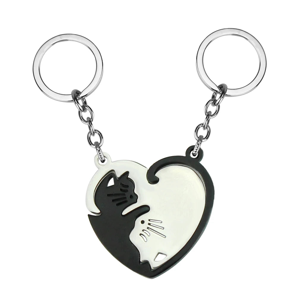 Cat Couple Necklaces For Lovers Yin Yang Animal Pendant Necklace Heart Couples Friendship Jewelry for Lovers Best Friends Gift