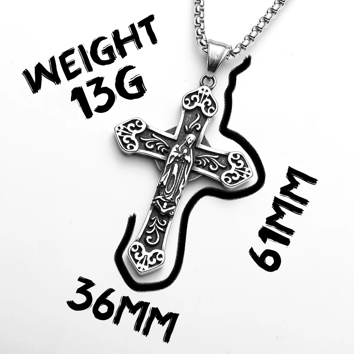 Virgin Mary Cross Amulets Stainless Steel Men Necklaces Pendant Chain Punk For Women Fashion Jewelry Gifts Wholesale Dropshiping