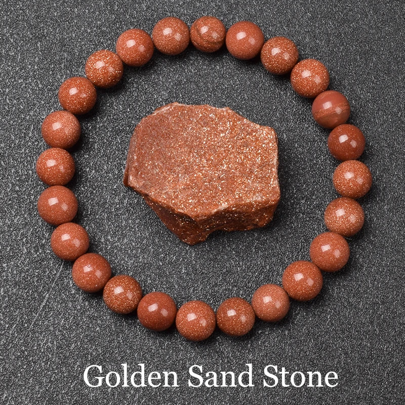 Natural Golden Obsidian Stone Beads Bracelet Men Women Golden Light Rainbow Obsidian Raw Stone Round Bead Natural Energy Jewelry