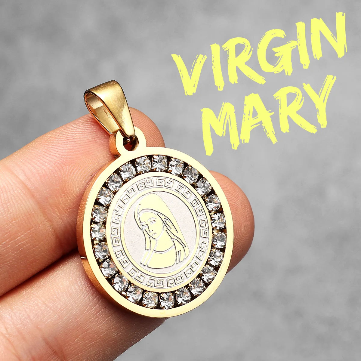 Aesthetic Virgin Mary Stainless Steel Zircon Men Necklace Pendant Chain Powerful Amulet Luxury For Women Jewelry Gifts Wholesale