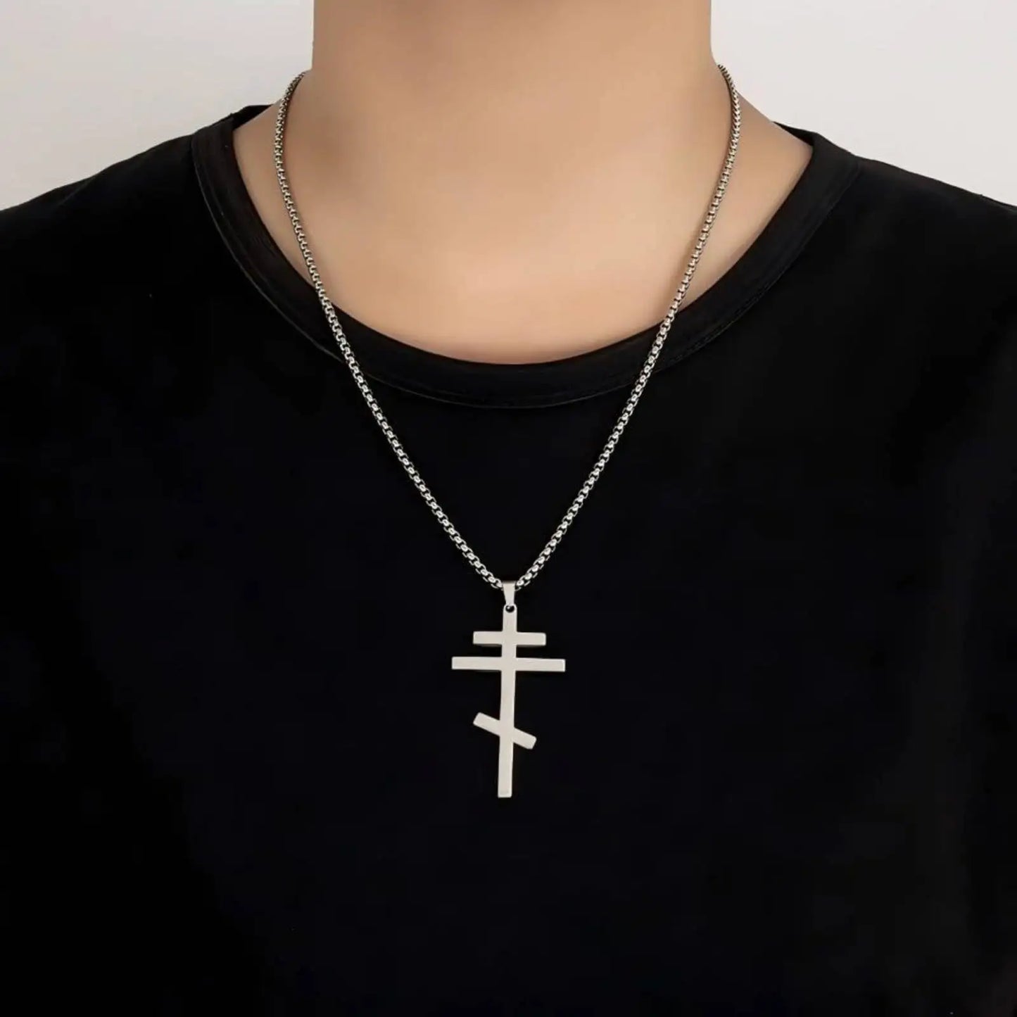 Orthodox Cross Pendant Necklace for Men Women Religious Prayer Faith Amulet Stainless Steel Jewelry Gifts