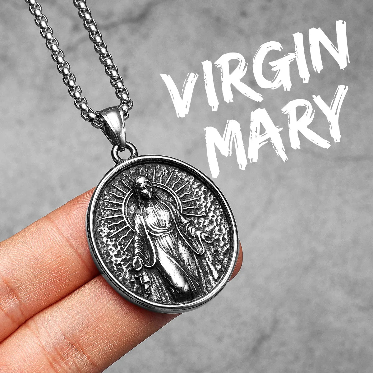 Virgin Mary Cross Powerful Amulets Stainless Steel Men Necklaces Pendant Chain Cool Thing for Girl Women Jewelry Gifts Wholesale