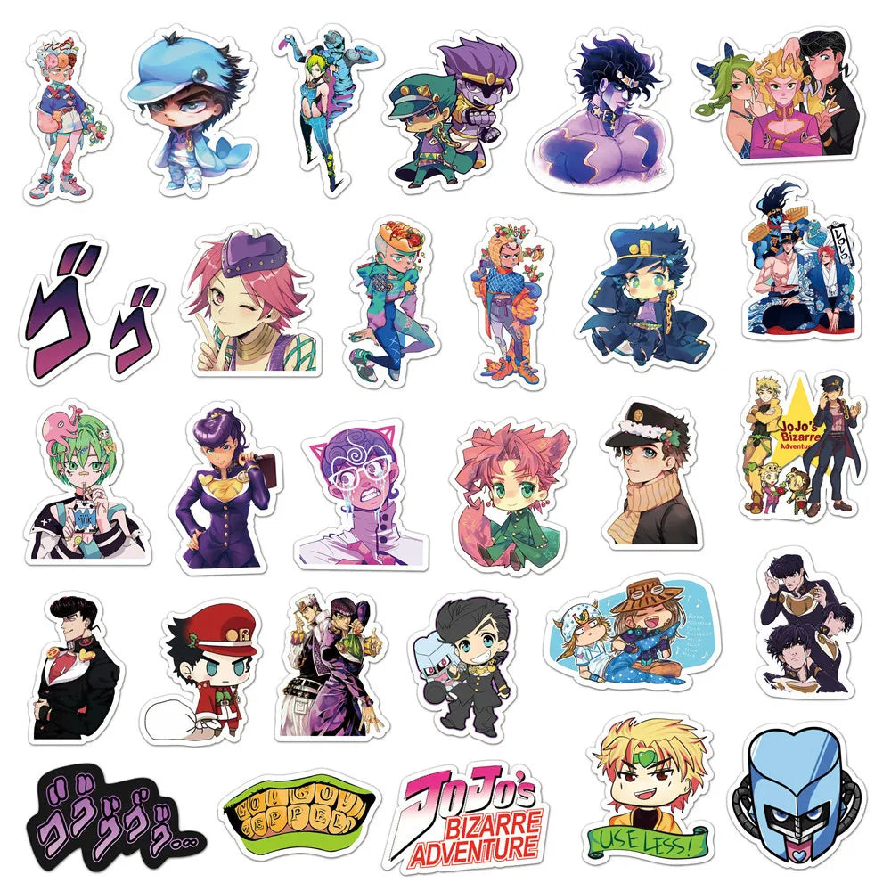 100pcs Anime JoJos Bizarre Adventure Cartoon Stickers for DIY Guitar Suitcase Skateboard Laptop Phone Decals Sticker Kids Toys