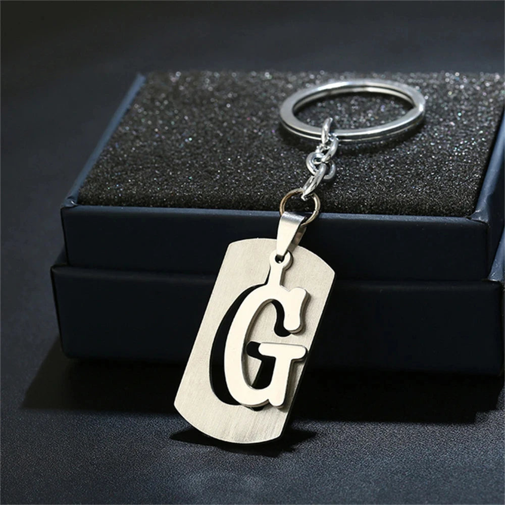 NEW DIY Stainless Steel A-Z Letters key Chain Charm 26 Letters KeyChain Men Women keychain Couple gift Jewelry Car Key Ring 4010-G