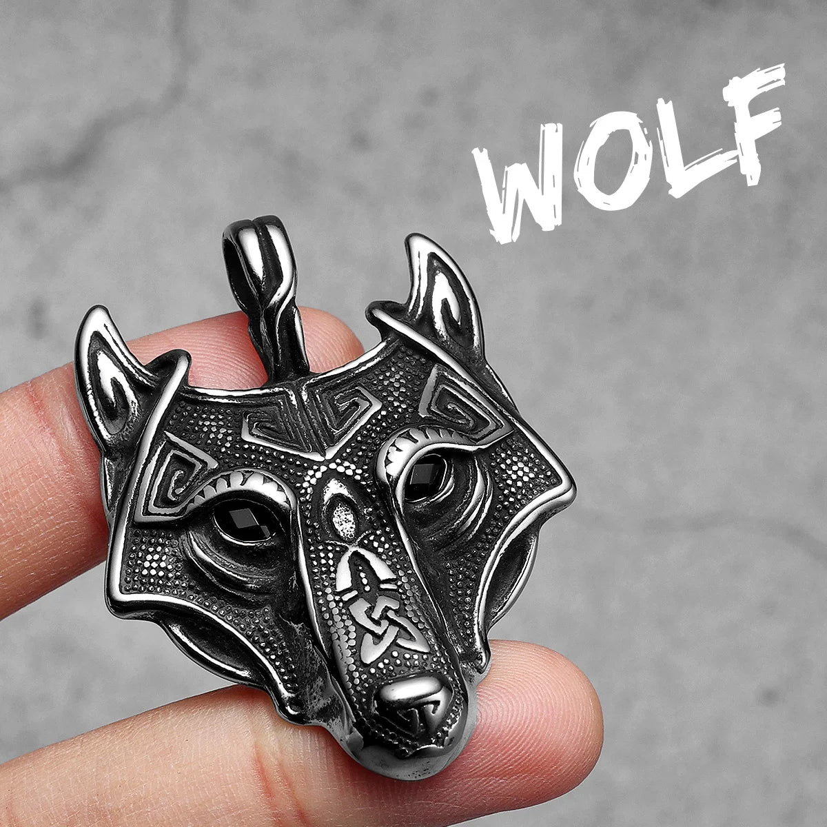 Viking Wolf Gemstone Men Necklaces With Pendant Stainless Steel Jewelry For Male Women Punk Hip Hop Accessories Gifts Wholesale