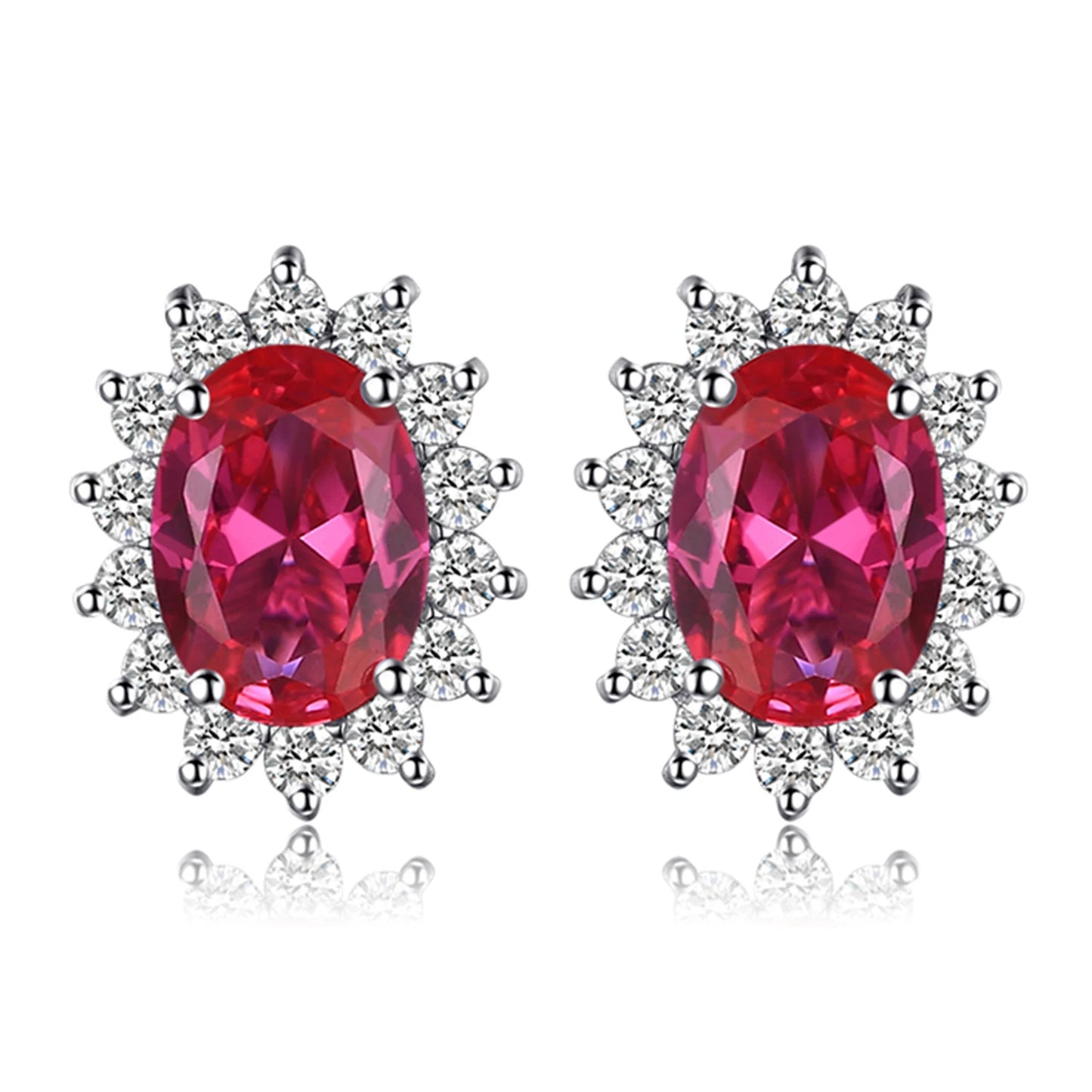 JewelryPalace Created Blue Sapphire Ruby 925 Sterling Silver Stud Earrings Natural Amethyst Garnet Peridot Topaz Princess Diana