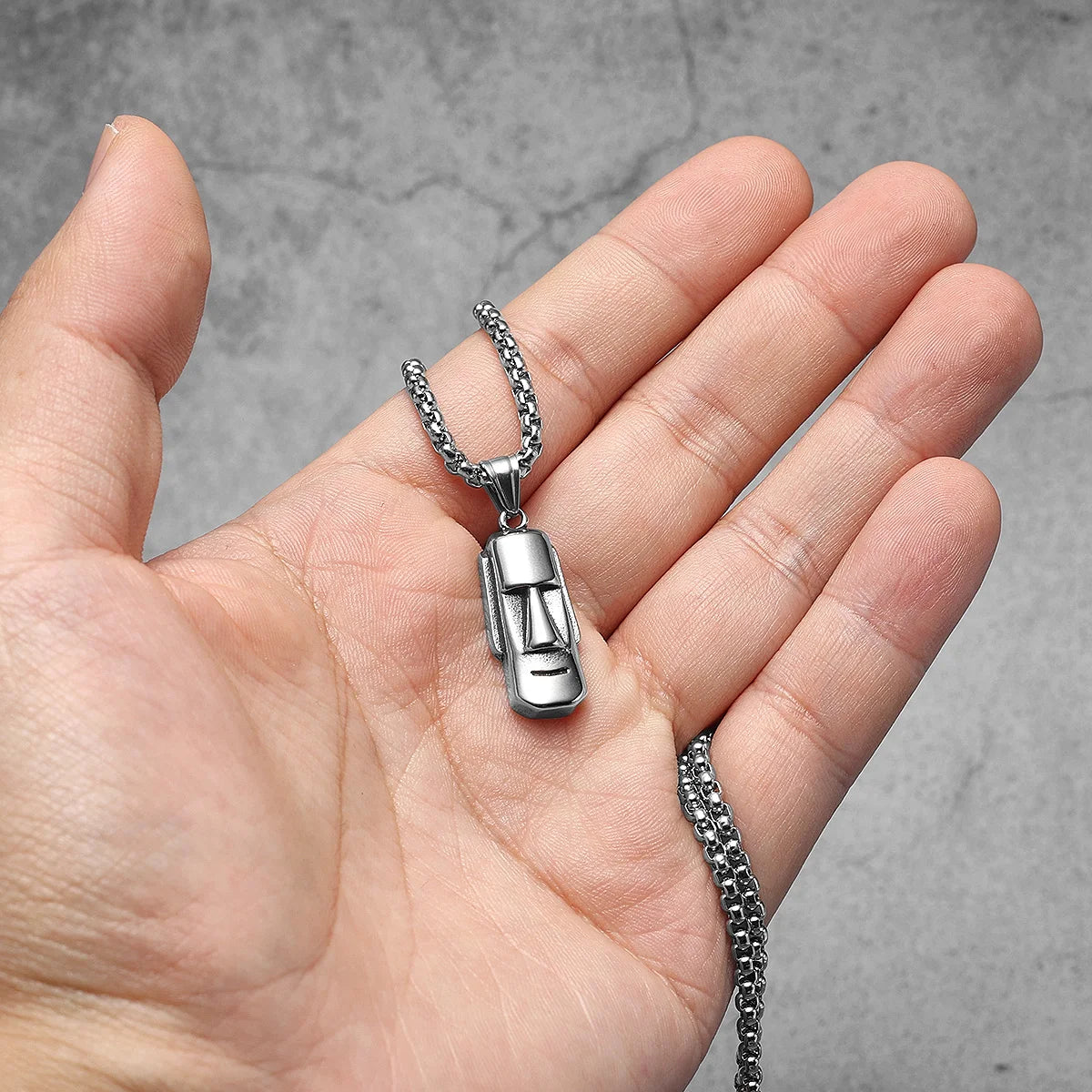 Easter Island Moai Stainless Steel Men Necklaces Pendant Chain Punk Stylish For Women Fashion Jewelry Gifts Wholesale