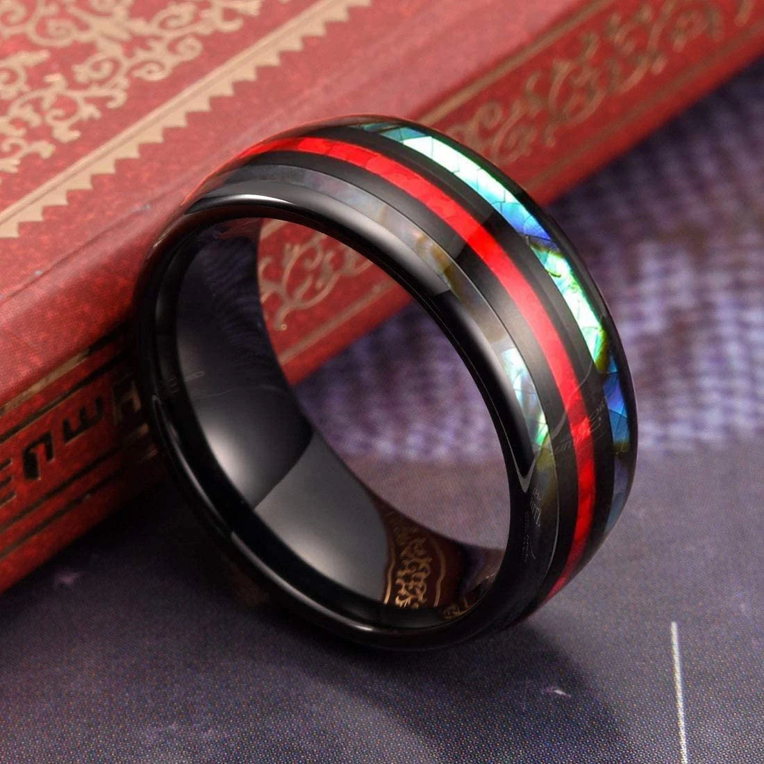 Fashion Viking Tree Of Life Stainless Steel Abalone Shell Rings For Men Odin Norse Viking Rune Rings Retro Amulet Jewelry Gift