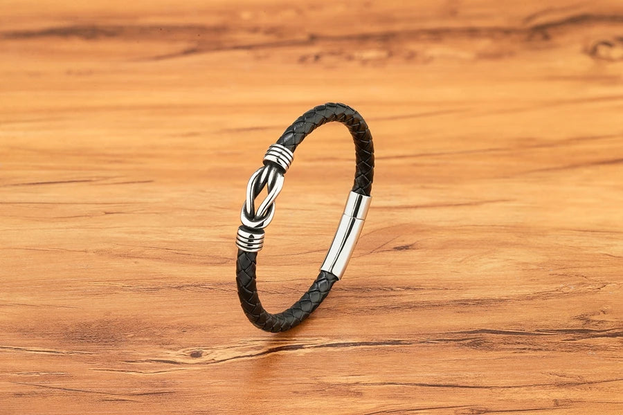 XQNI Fashion Men's Leather Bracelet Stainless Steel Irregular Accessories Commemorative Gifts for Charm Bangles Punk Jewelry