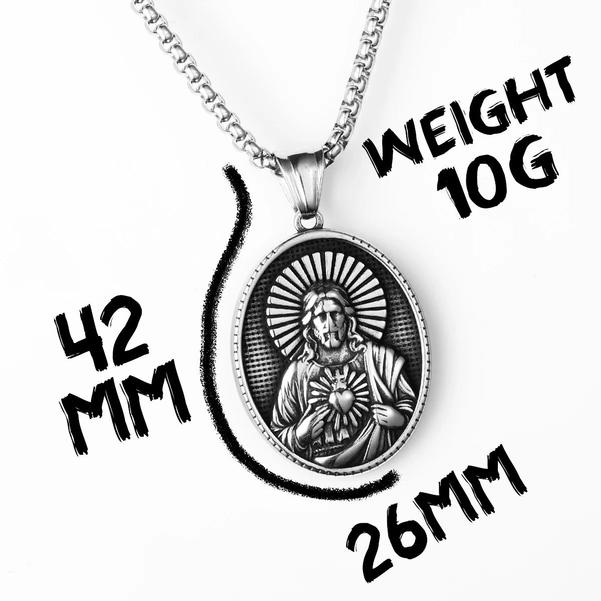 Christian Jesus Heart Cross Powerful Amulet Stainless steel Men Necklaces Pendant Chain New In For Women Jewelry Gifts Wholesale