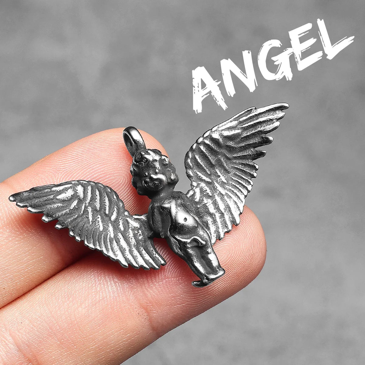 Angel's Wings Cute Cherub Stainless Steel Men Necklaces Pendant Chain Punk For Women Fashion Jewelry Gifts Wholesale Dropshiping