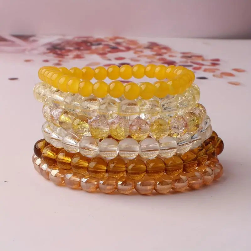 5-piece set 6-piece set 10-piece random color set natural crystal bead bracelet men's and women's elastic bracelet