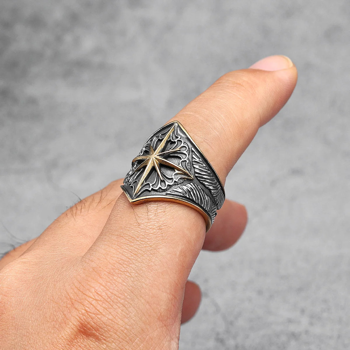 Starry Ring 316L Stainless Steel Star Men Ring Punk Rock Rap for Biker Male Boyfriend Mariner Jewelry Creative Gift Dropshipping