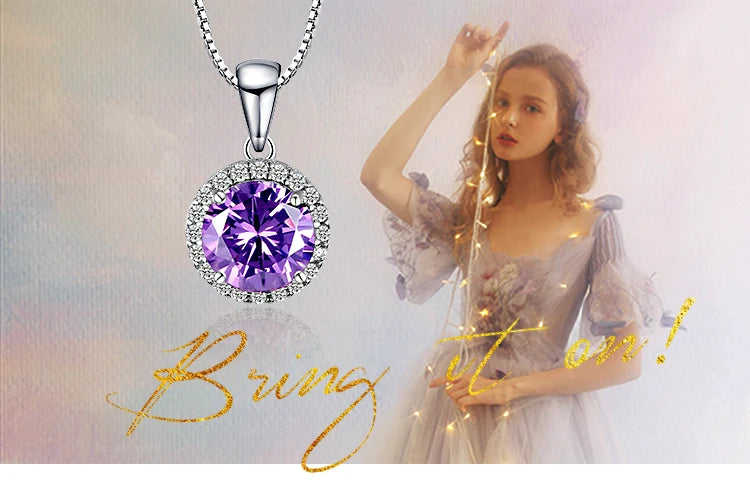 JewelryPalace 2.97ct Round Created Alexandrite Sapphire 925 Sterling Silver Pendant Necklace for Women Gemstone Choker No Chain