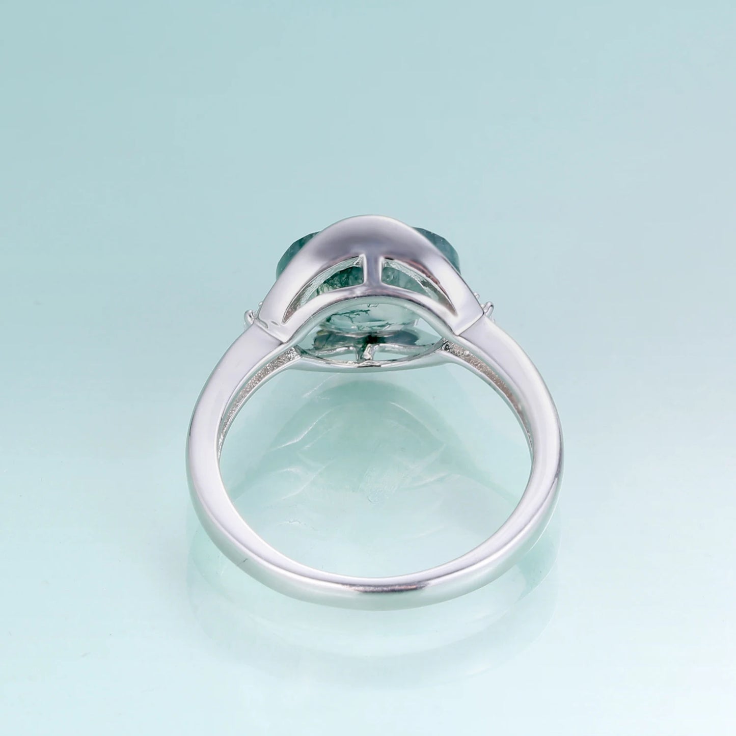 GEM'S BALLET  Birthstone Dainty Ring 8X10mm Oval 2.91Ct Natural Moss Agate Gemstone Ring in 925 Sterling Silver Gift For Her