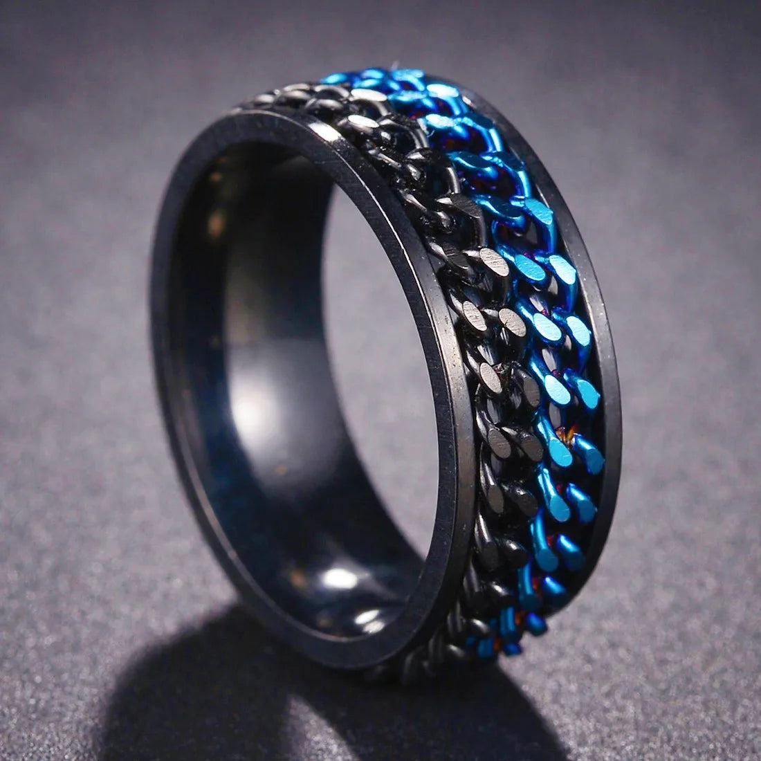 Fashion New 8mm Simple Men Ring Smooth Stainless Steel Blue Charms Rings Women's Couple Jewelry Gift Dropshipping
