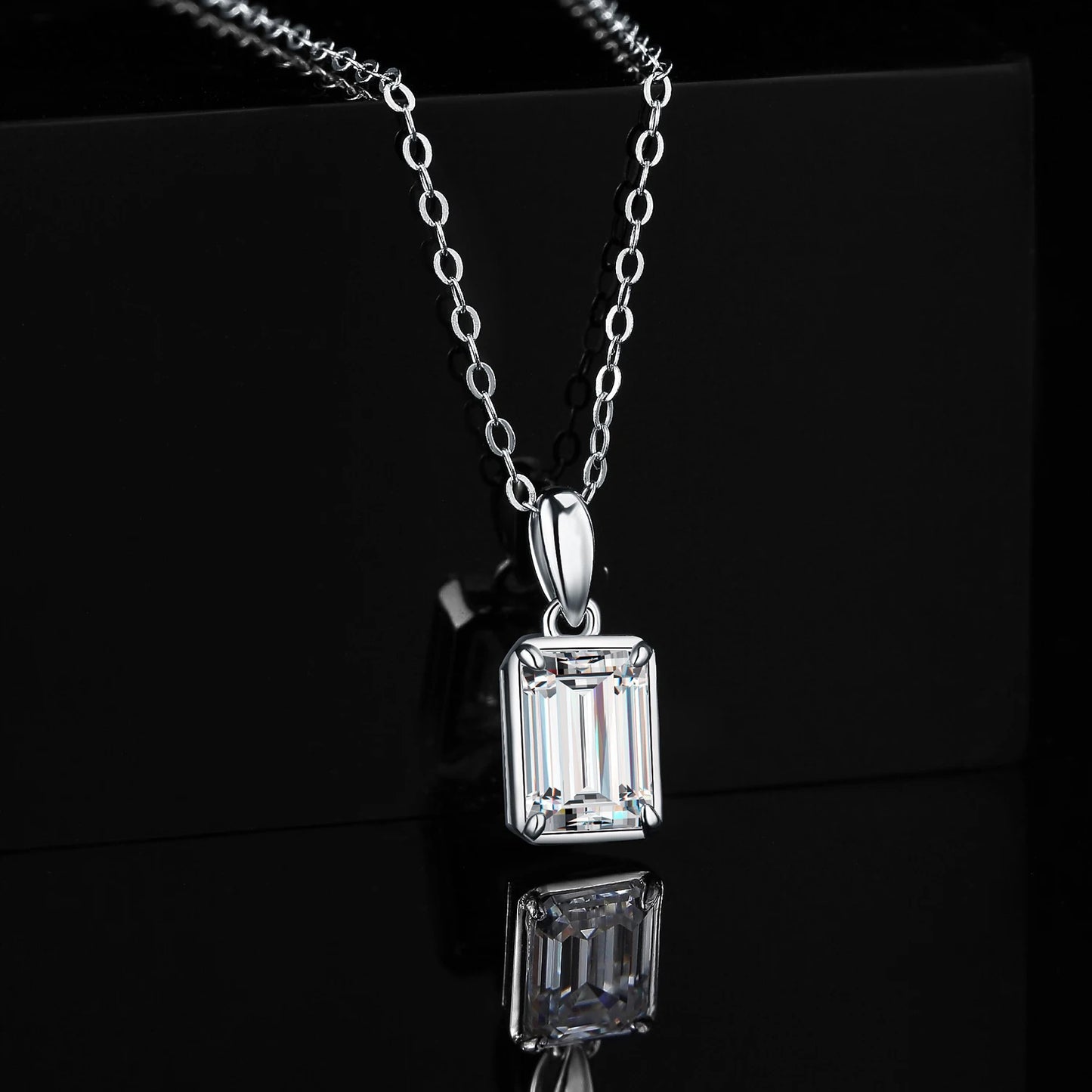 JewelryPalace 5A CZ 1ct Emerald Cut 925 Sterling Silver Pendant Necklace for Woman No Chain Fashion Birthday Gift Fine Jewelry