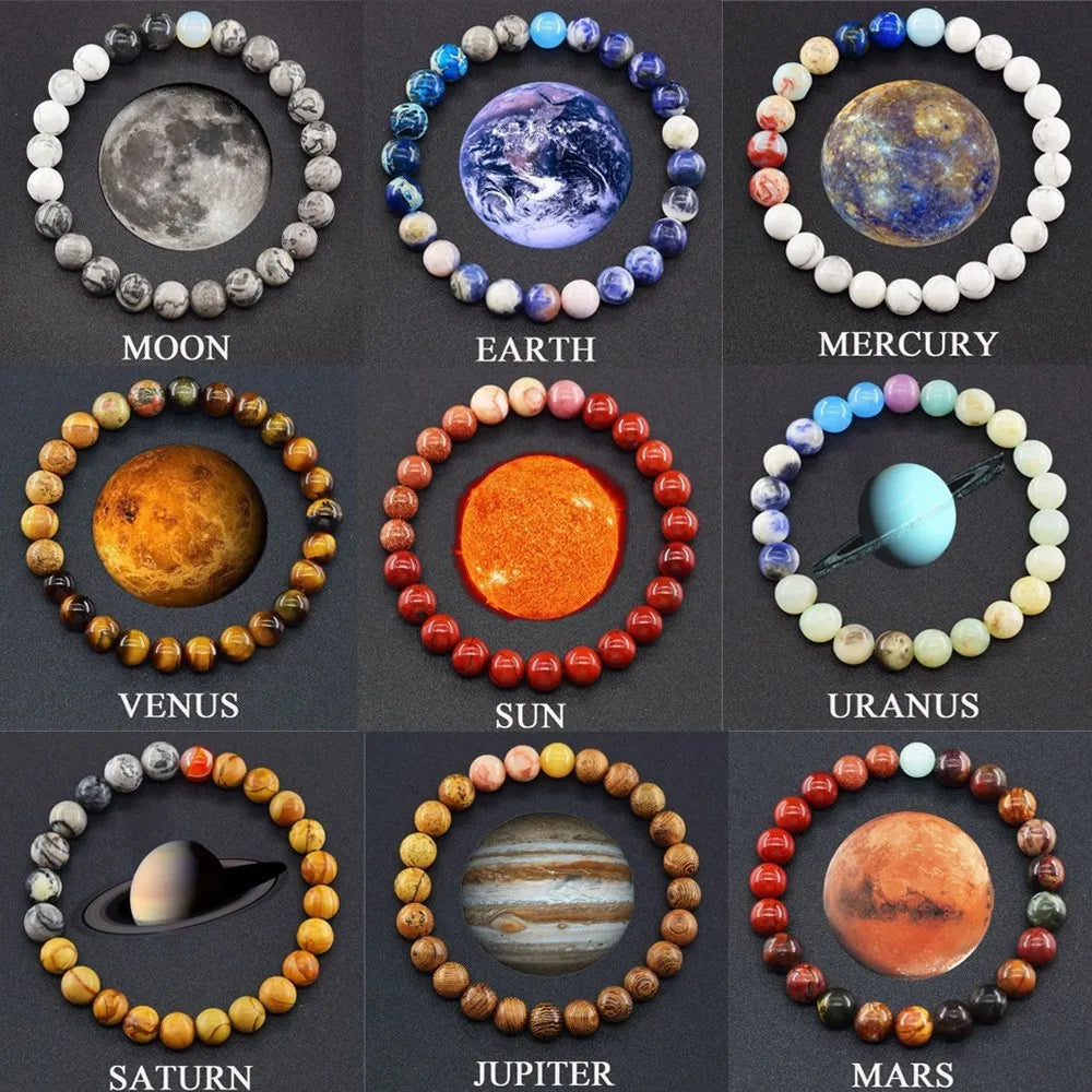 Popular Planet Bracelet Nine Natural Stones Bracelet New Sun Saturn Universe Planet Bracelet Holiday Gift