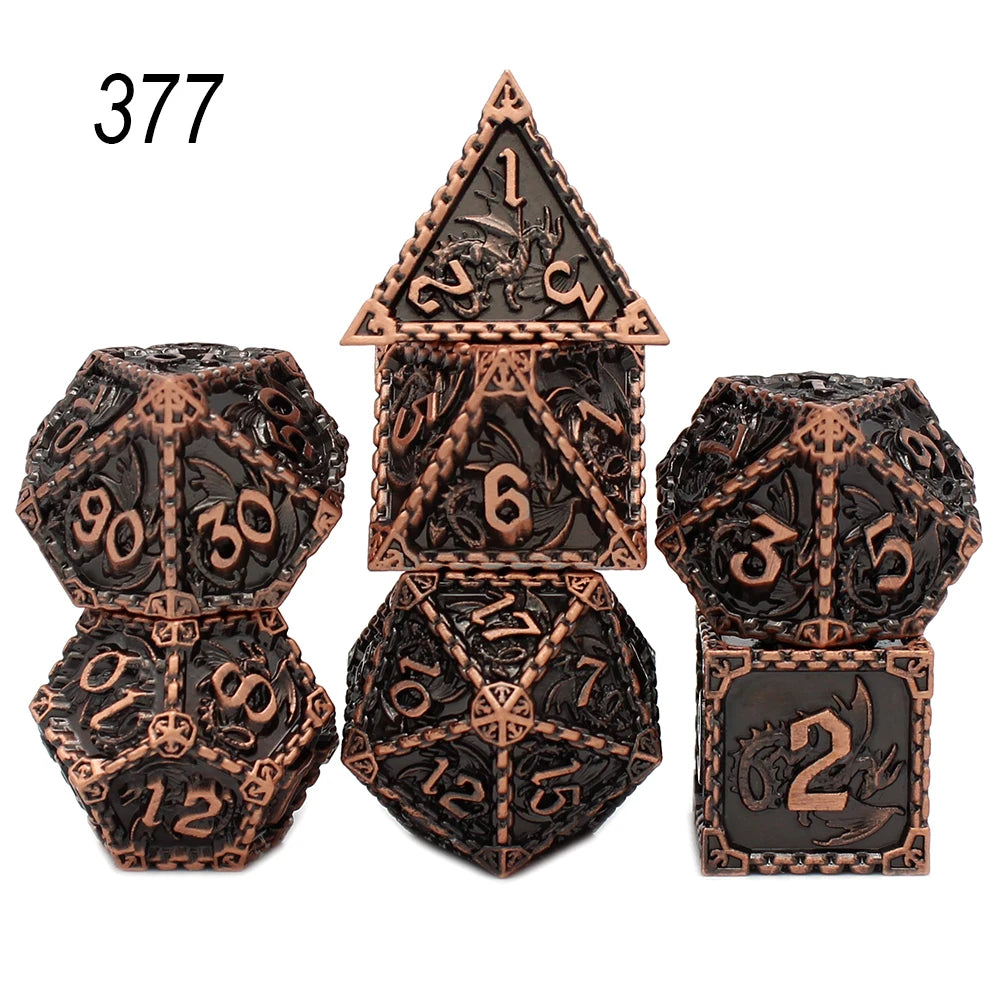 YANSHEGNYI-Metal Dice Dice Set, Dragon, RPG, D & D Board Games, Sex Polyhedral, D Dice, Dadi Dados, 7Pcs 377