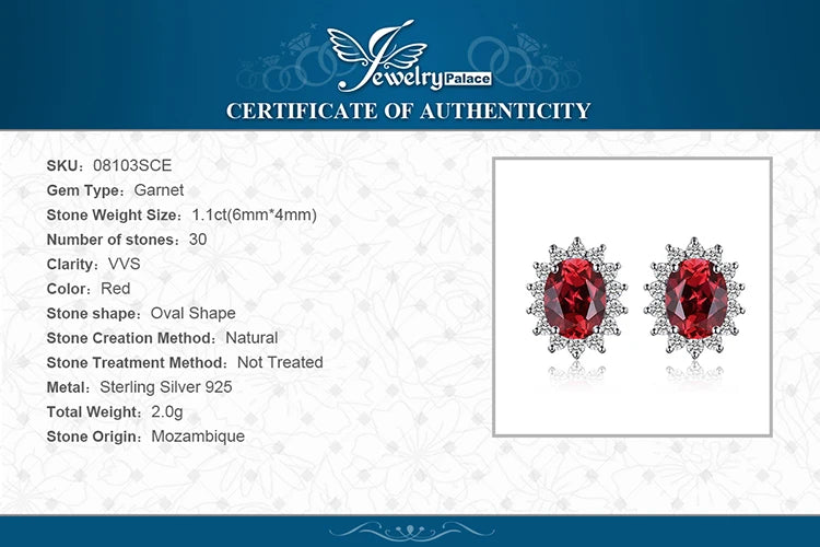 JewelryPalace Created Blue Sapphire Ruby 925 Sterling Silver Stud Earrings Natural Amethyst Garnet Peridot Topaz Princess Diana