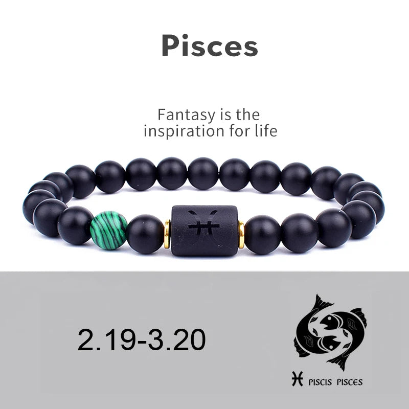 12 Zodiac Signs Constellation Charm Bracelet Men Women Fashion Tiger Eye Stone Beaded Bracelets Virgo Leo Libra Couple Jewelry
