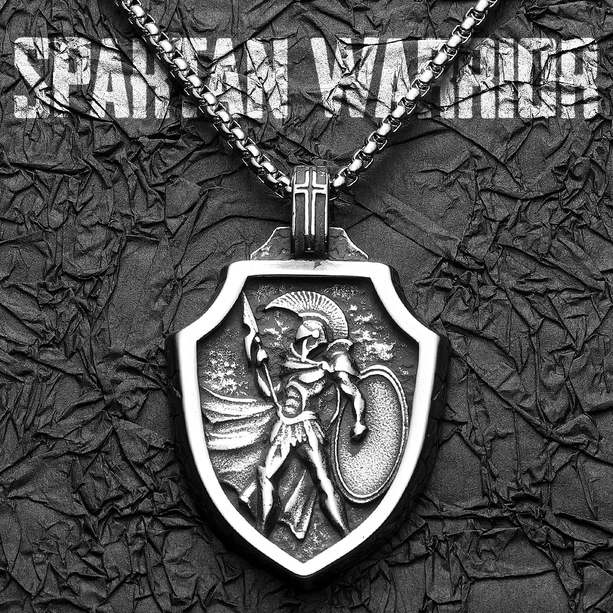 Spartan Warrior Shield Stainless Steel Men Necklaces Pendant Chain Punk Vintage Cool Things for Women Jewelry Gifts Wholesale