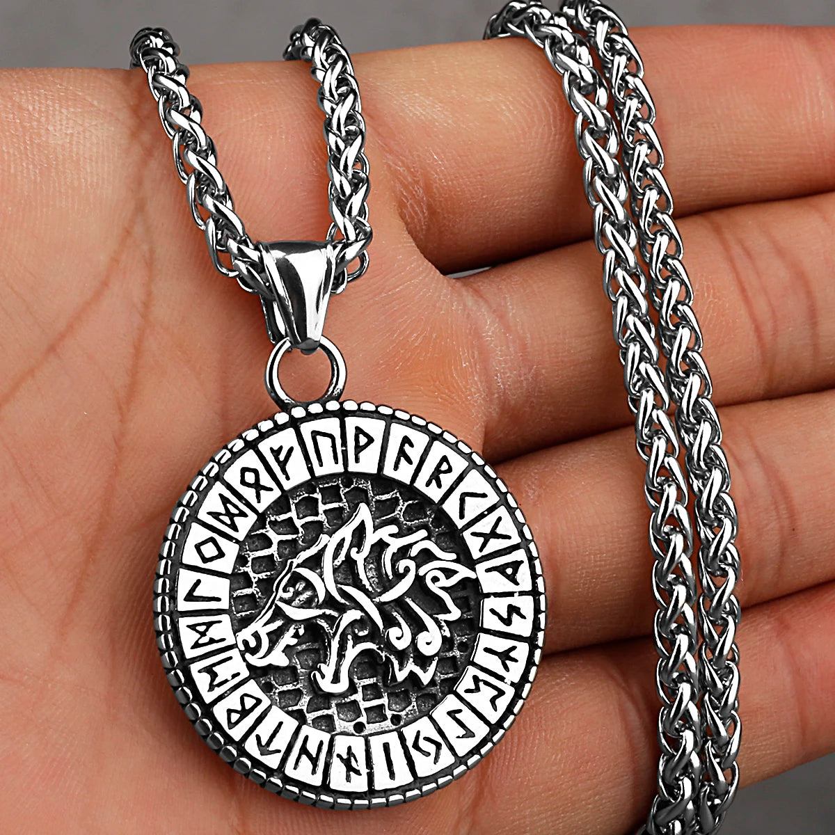 Viking Style Various Wolf Head Runes Original Stainless Steel Material Unisex Necklace Pendant Birthday Gift Factory Wholesale WJ 115