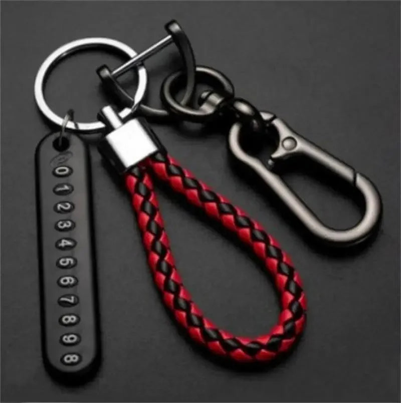Anti-Lost Key Rings DIY Senile Dementia Mom Dad's Phone Number Card Pendant Keychain Waxed Leather Rope Lobster Clasp Key Chain style 6