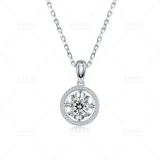 S925 Silver Inlaid Moissanite 1 Carat Women's Necklace Classic Simple Temperament Pendant Jewelry In Stock WHITE