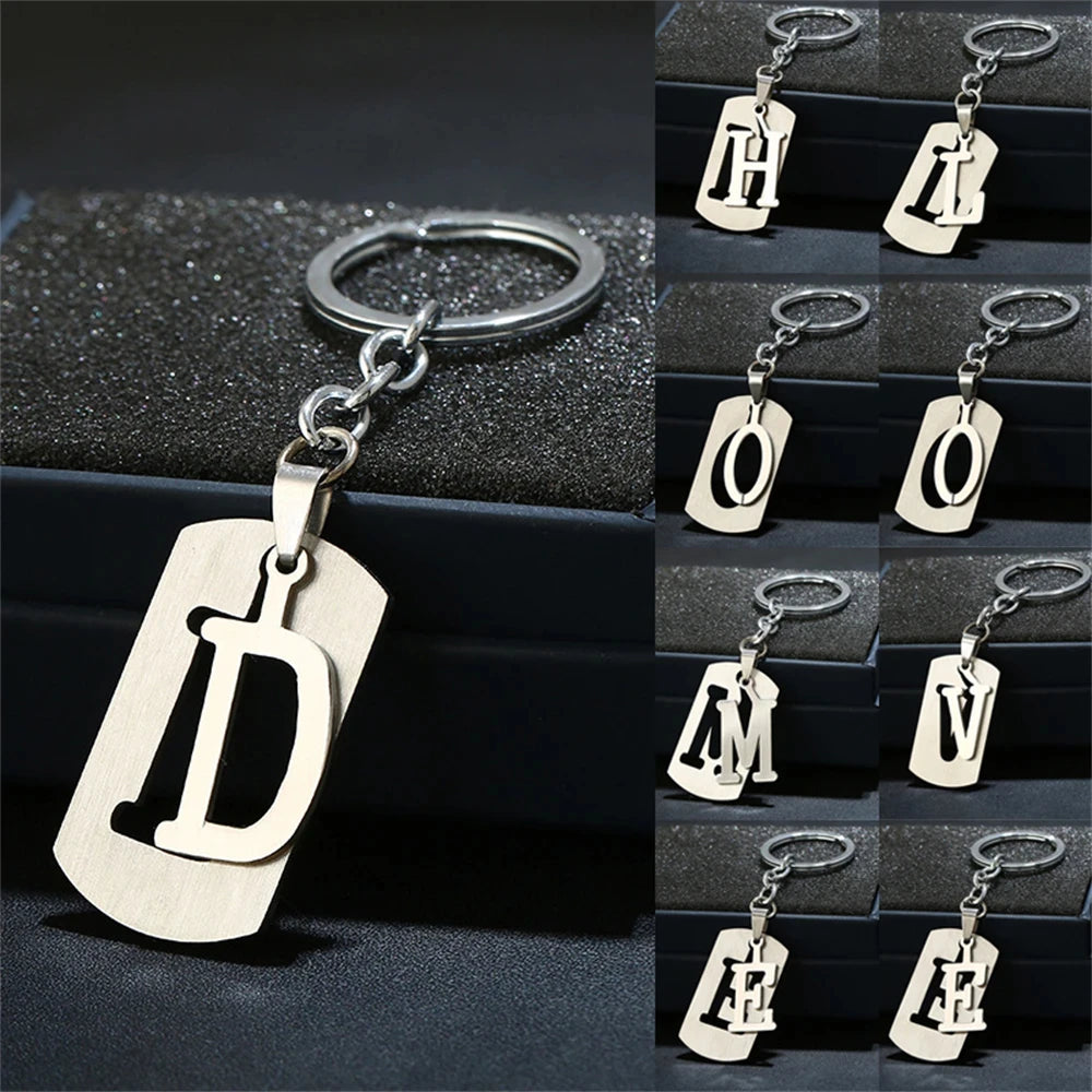 NEW DIY Stainless Steel A-Z Letters key Chain Charm 26 Letters KeyChain Men Women keychain Couple gift Jewelry Car Key Ring