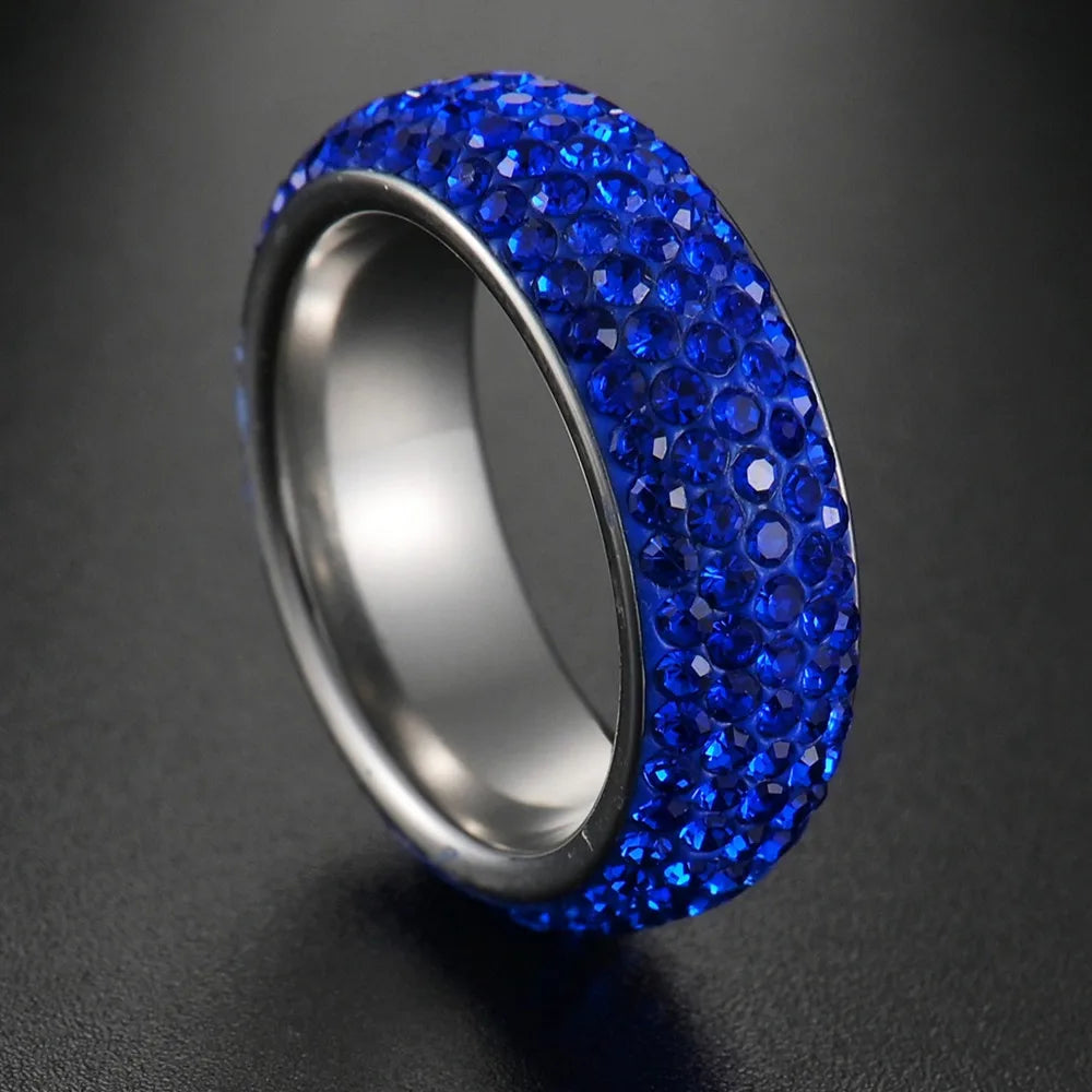 Fashion New 8mm Simple Men Ring Smooth Stainless Steel Blue Charms Rings Women's Couple Jewelry Gift Dropshipping