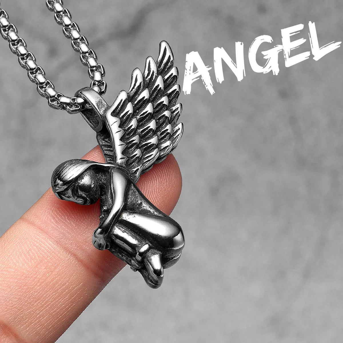 Guardian Angel Wings Stainless Steel Men Necklaces Pendant Chain Punk For Women Fashion Jewelry Gifts Wholesale Dropshiping