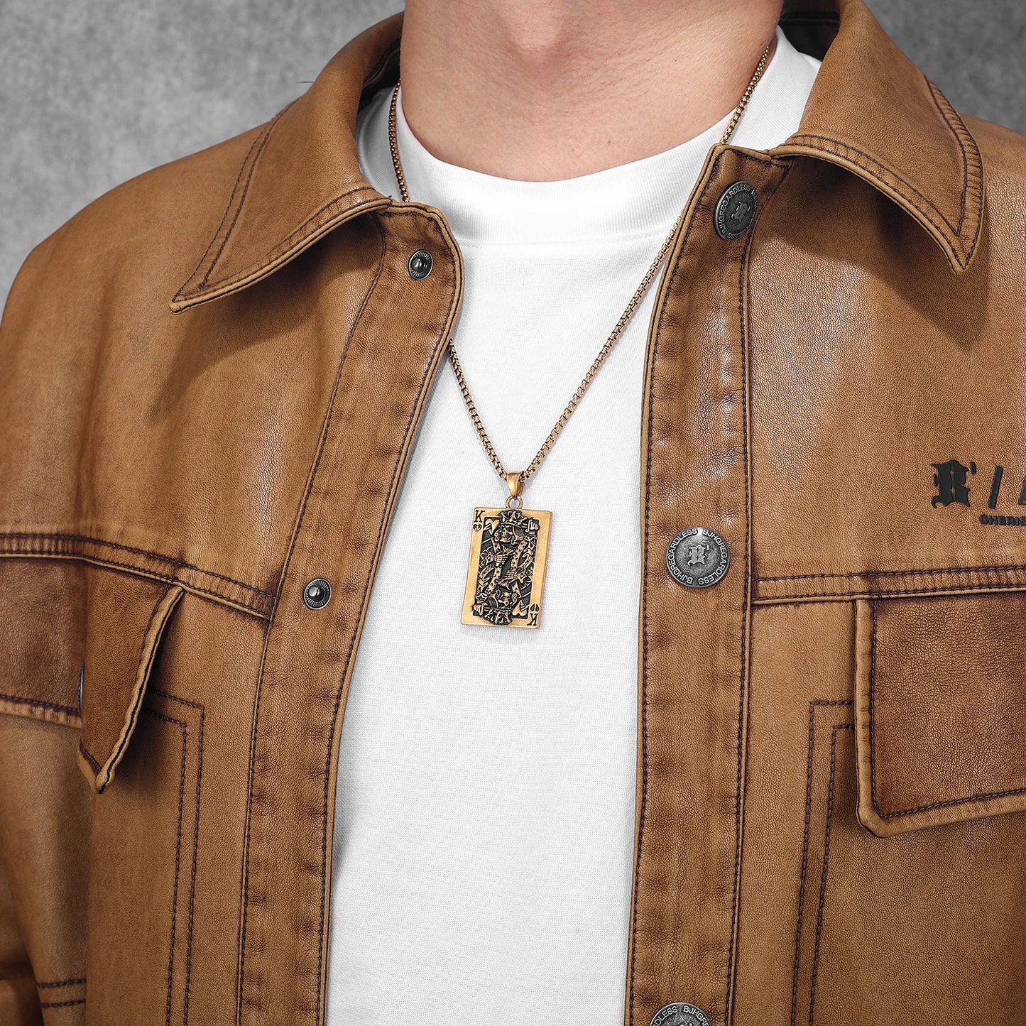 Charlemagne Poker Carving Stainless Steel Men Necklace Pendant Chain Punk For Women Fashion Jewelry Gifts Wholesale Dropshiping