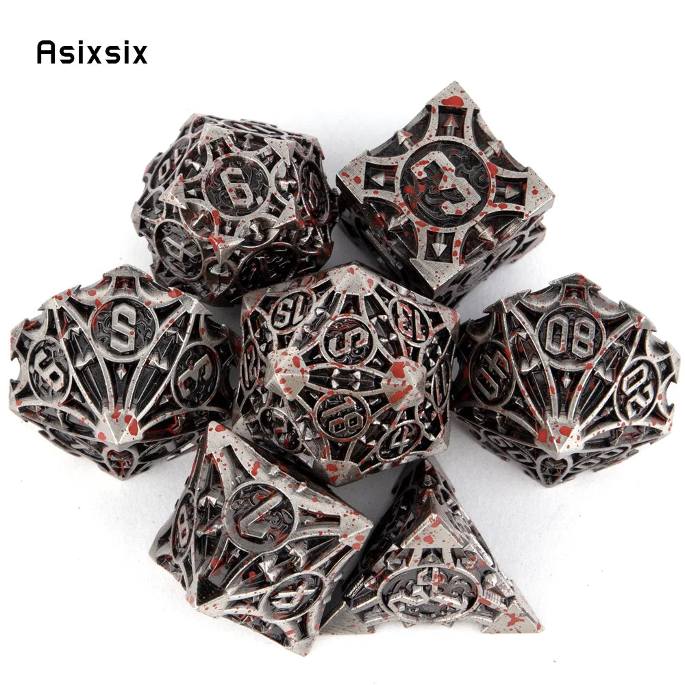 7 Pcs Copper Red Metal Dice Solid Metal Polyhedral Dice Set Suitable for Role-Playing RPG Board Game Card Game Copper Red